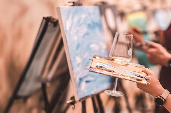 Paint & Drink mit Strukturpaste